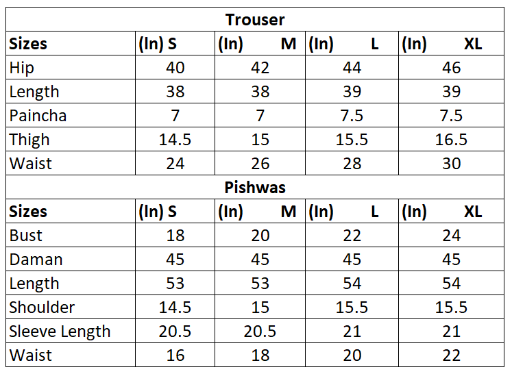 Size chart