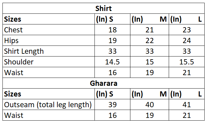 Size chart