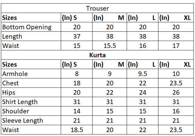 Size chart