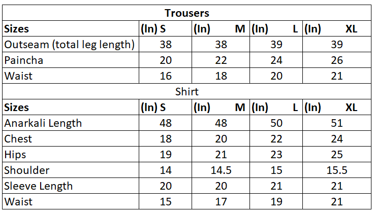 Size chart