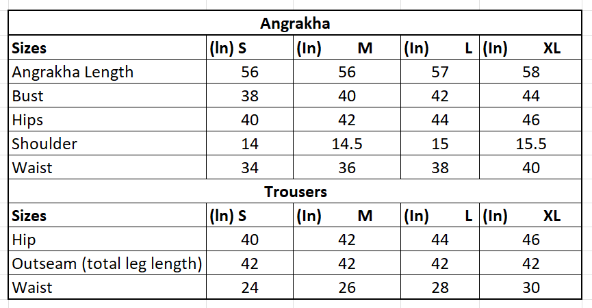 Size chart