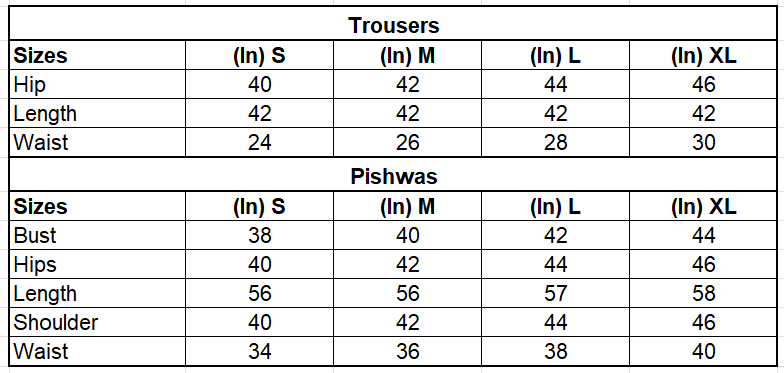 Size chart